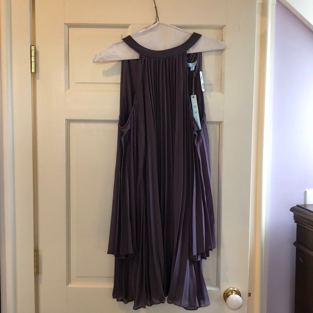 Purple open shoulder dress